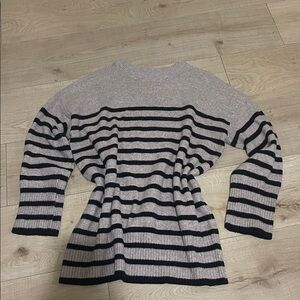a new day Black and Gray Striped Crewneck Sweater
